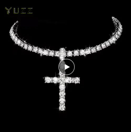 Zircon Cross Pendant Necklace